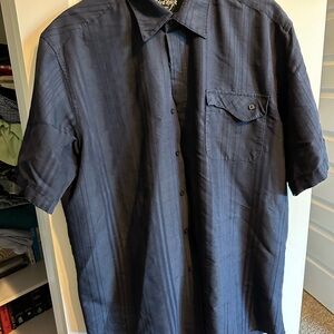 Hard Rock Cafe Dark Blue Casual Button Down Shirt